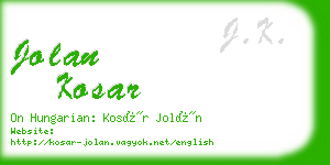 jolan kosar business card